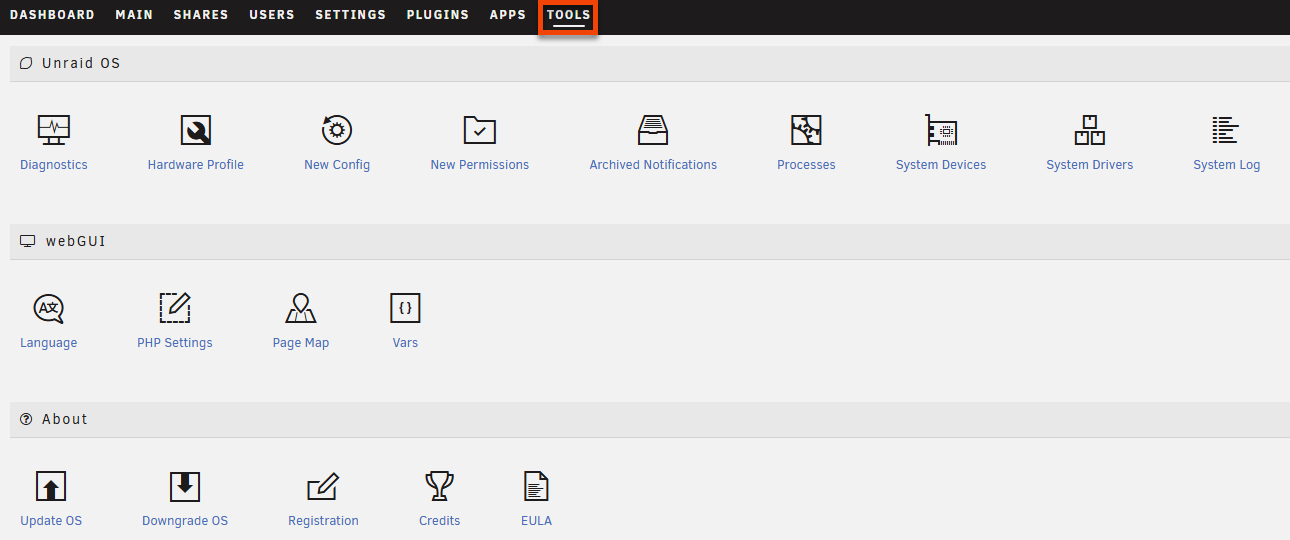 Tools tab
