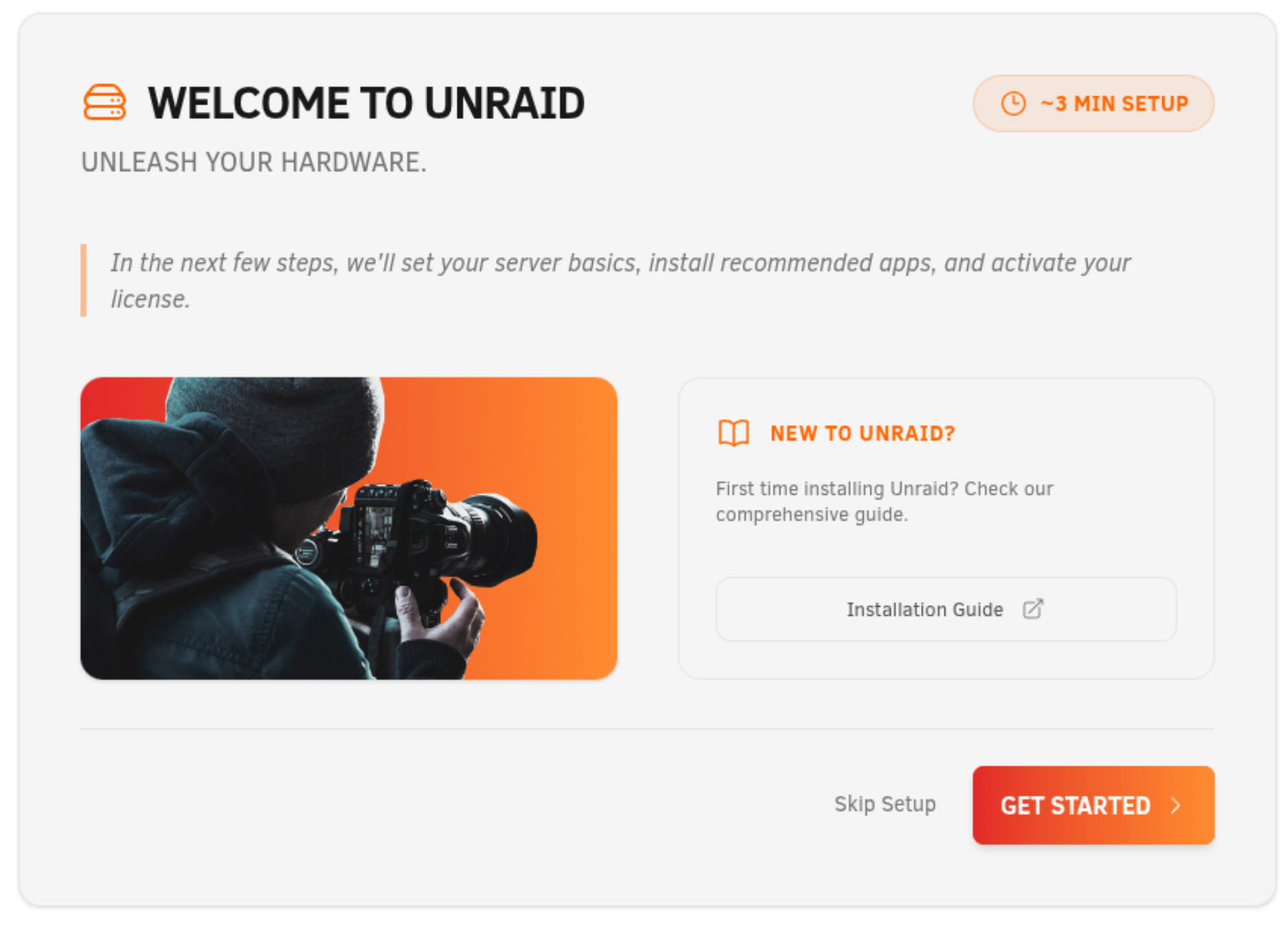 Étape 1 : Bienvenue dans Unraid
